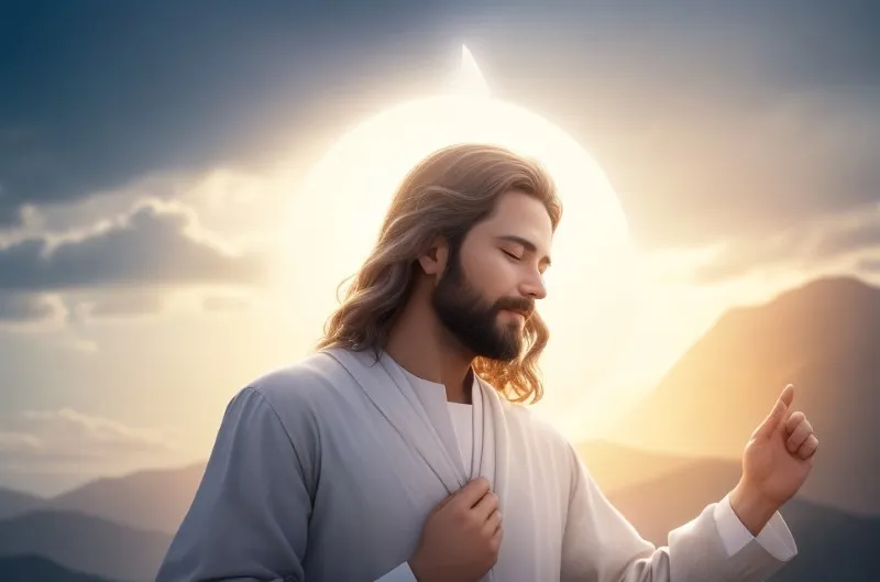 imagen de jesus en alegria iluminado por la luz divina